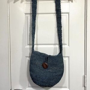 Wooden Ships Blue Seagrass Woven Boho Crossbody Purse